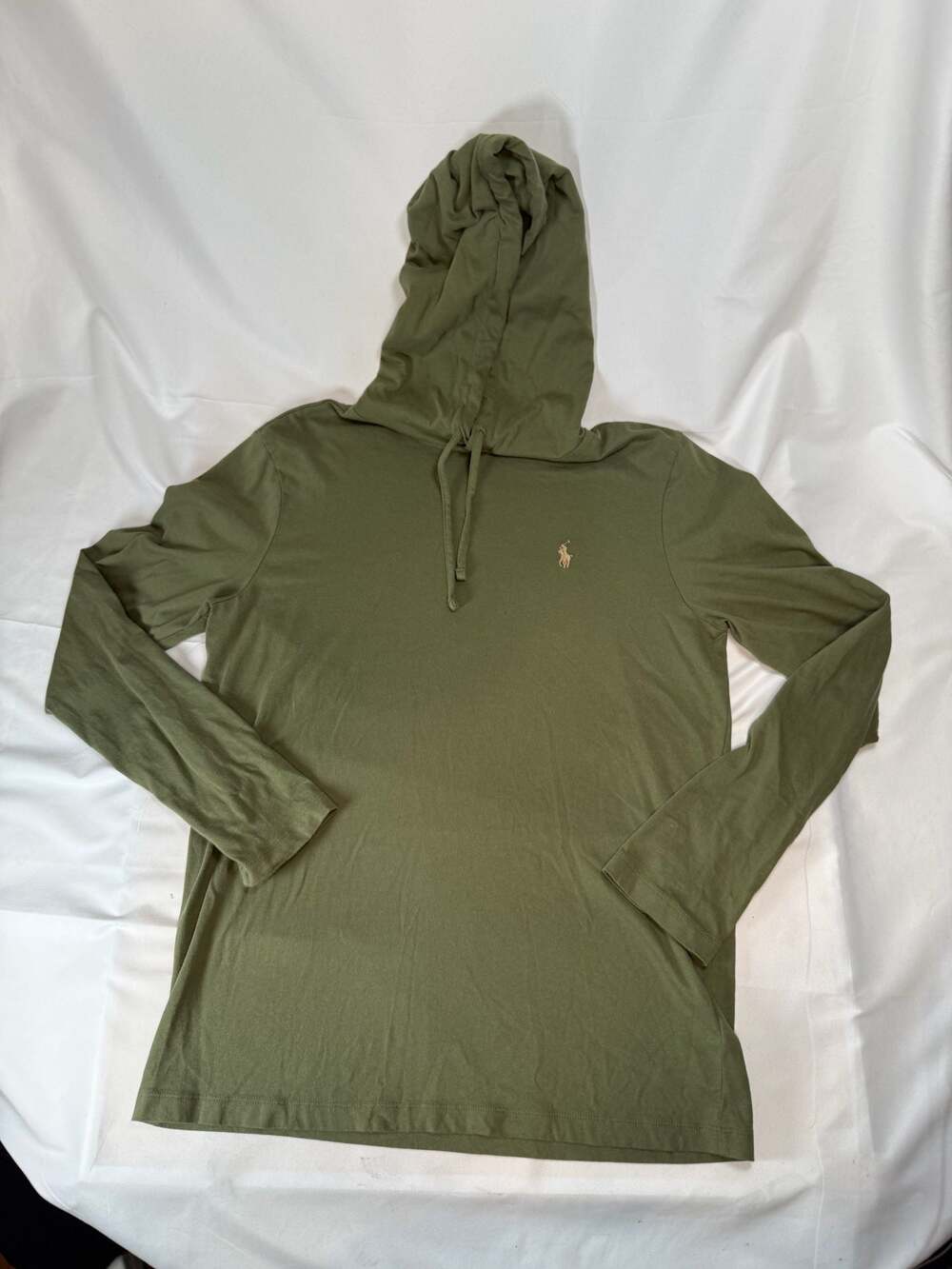 Preppy Quiet Luxury Polo Ralph Lauren Hooded Long Sleeve Shirt Men’s Small Olive